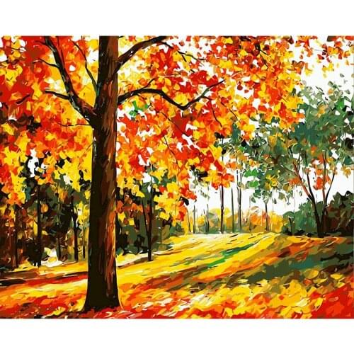 GATYZTORY Frame Maple forest DIY Painting By Numbers Landscape Coloring Modern Wall Art Picture For Living Room Home Decors