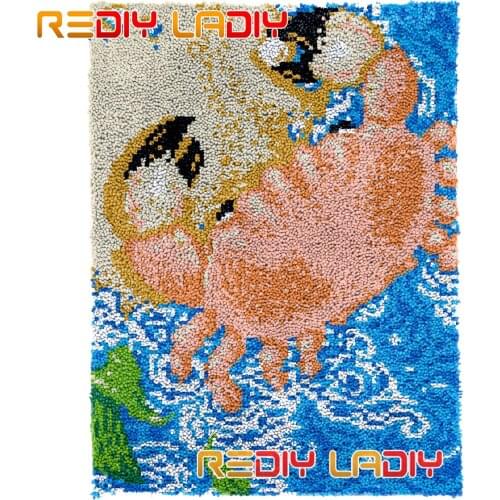 Latch Hook Rug Beach Crab Plush Wall Hanging DIY Carpet Rug Chunky Yarn Arts Cushion Crocheted Floor Mat Hobby & Crafts