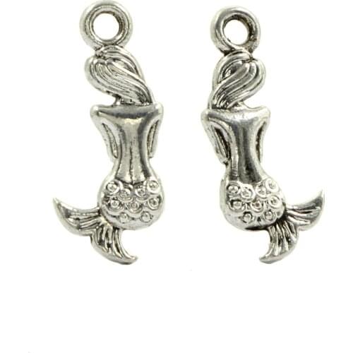 Beautiful Mermaid Charms Pendant Tibetan Silver Metal Jewelry Findings Accessories For Making DIY Necklace Earring 20pcs