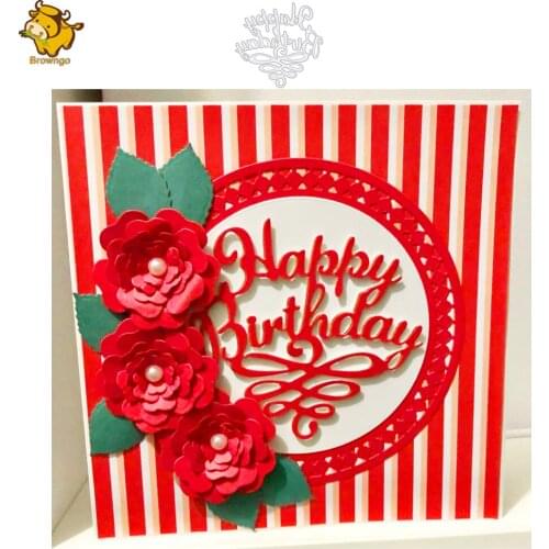Happy Birthday Bow Metal Cutting Die Stencil Template for DIY Embossing Paper Photo Album Gift Card Making Scrapbooking Dies