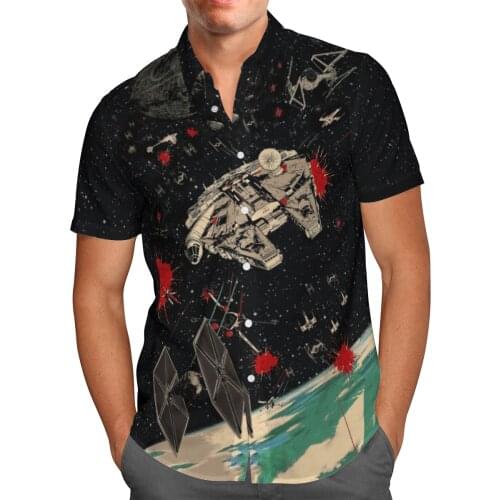Spaceship 3D Beach Hawaiian 2021 Summer Mens Shirt Short Sleeve Shirt Streetwear Oversized 5XL Camisa Social Chemise Homme-128