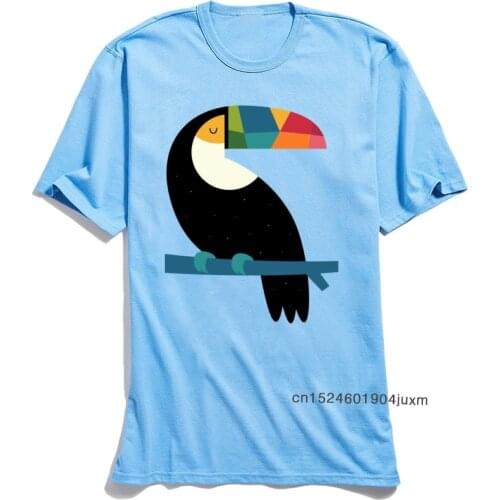 Man T-shirts Rainbow Toucan Hip hop Tees 100% Cotton Tshirt Crew Neck Short Sleeve Summer Tee Shirts Autumn Drop Shipping
