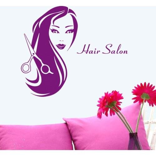 Hair Salon Sticker Beauty Scissors Decal Haircut Name Posters Vinyl Wall Art Decals Decor Decoration Mural Salon Sticker