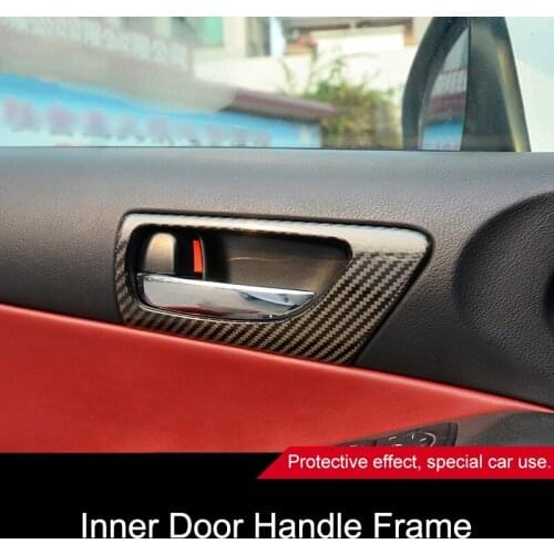 QHCP Car Inner Door Handle Frame Stickers Protective Cover Real Carbon Fiber Interior Accessories For Lexus IS250 200T 300 13-19