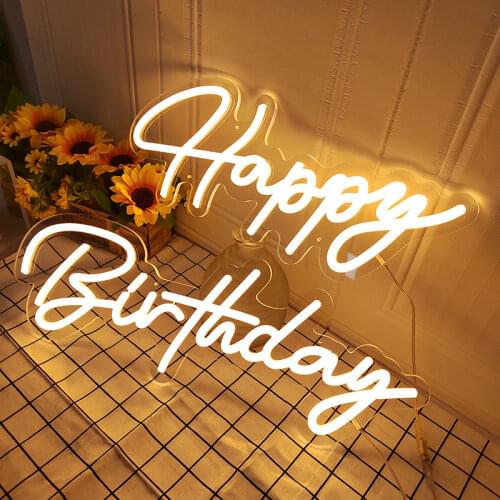 Happy Birthday Custom LED Neon Light Signs Decoration For Room Birthday Party Wedding Decoration bar pub game Wall decor