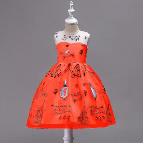 New Arrival Cute Party Princess Dress for Girls Children Ball Gown with Cartoon Story Baby Dress Kids Pageant Wear Robe Fille