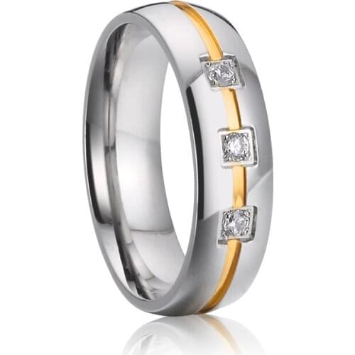 Pure handmade love alliances marriage wedding couple rings for men and women with cubic zirconia stone