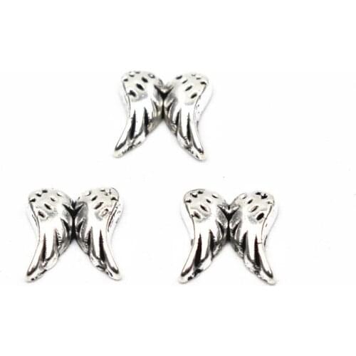 Wholesale 10pcs/lot Metal Silver Plating Angel Wings Floating Charms For DIY Glass Memory Floating Lockets Necklace Jewelry