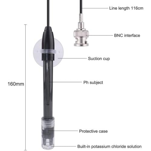 PH Electrode Sensor BNC Connector Probe Pool Water Factory Industry Experiment Laboratory PH Composite Electrode Pen Type