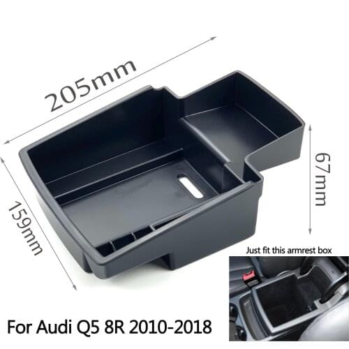 For Audi Q5 8R Armrest Box Storage Stowing Tidying Car Organizer Accessories 2010 2011 2012 2013 2014 2015 2016 2017 2018