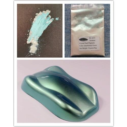 Crystal Mica Pearl Pigments Powder Paint Interference Green RC-6235 for Cosmetics Plastics Coating Painting 25Grams Per Bag