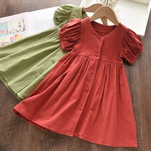 Girls Casual Dress 2021 New Fashion Princess Dresses Girls Sweet Puff Sleeve Costumes Cute Baby Girls Vestidos Outfits for 2-8YY