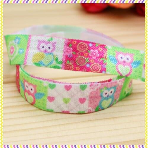 5/8'' Free shipping Fold Elastic FOE owl printed headband headwear hairband diy decoration wholesale OEM P4030