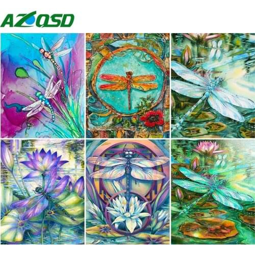 AZQSD 40x50cm Coloring By Numbers Dragonfly HandPainted Draw Craft DIY Gift Painting By Numbers Animal Home Decoration