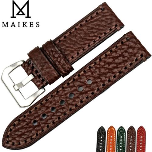 MAIKES New Watch Accessories 20 22 24 26mm Italian Cow Leather Watchbands Brown Watch Strap For Fossil watch band