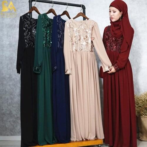 Luxury Embroidery Abaya Muslim lace sequins stitching abaya full length dubai islamic abayas wq1415 prayer service clothing
