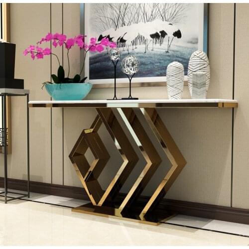 Light Luxury Corridor Corridor Marble Stainless Steel Creative Console Post-Modern Hall Entrance Porch Table