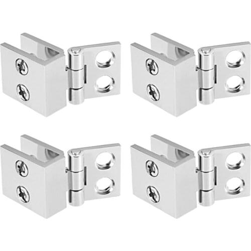 4pcs for 5-8mm Thickness Glass Door Hinge Zinc Alloy Glass Clamp 0 Degree Glass Cupboard Showcase Cabinet Door Hinge