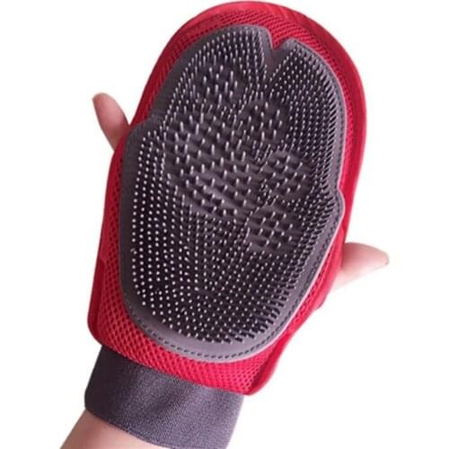 Red Glove For Cats Cat Grooming Pet Dog Hair Deshedding Brush Comb Glove For Pet Dog Finger Cleaning Massage Glove For Animal