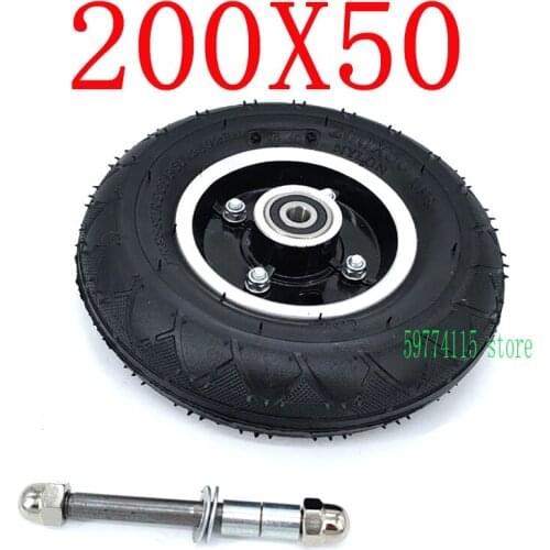 200x50 Electric Scooter Tyre With Wheel AXLE Hub 8" Scooter Tyre Aluminium Alloy Wheel Pneumatic Tire Inflation Electric Vehicle