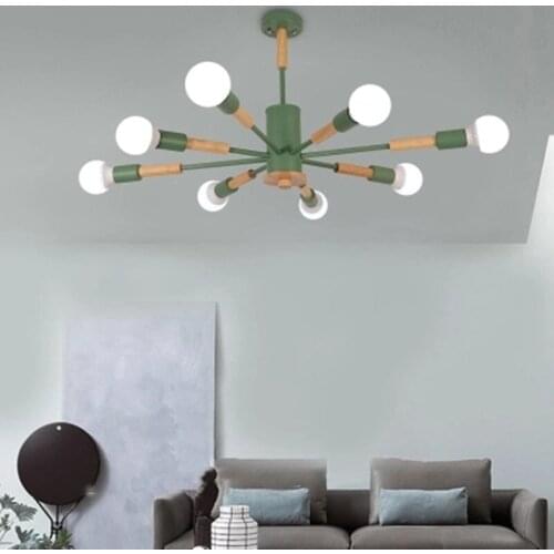 Nordic living room simple modern bedroom dining room pendant lamps creative wooden art macaron pendant lights