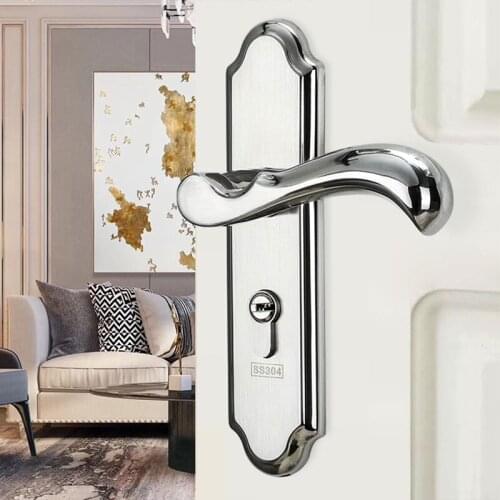 Modern Stainless Steel Mute Door Lock Fashion Interior Anti-theft Lock Door Handle Set Hotel Household Hardware Supplies