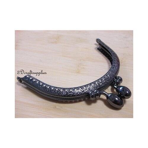 Sewing bag purse frame metal frame Olive-headed 9.5 cm gunmetal A56