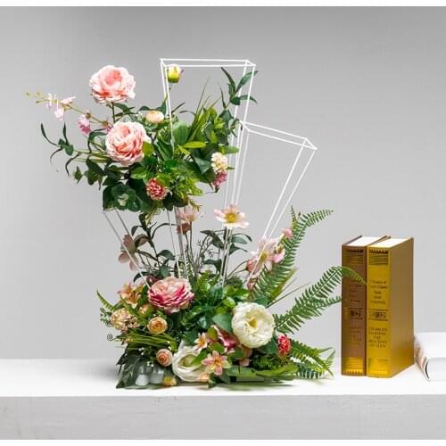 Wrought Iron Metal Flower Stand Wedding Decoration Display Fake Flower Wreath Garden Home Wedding flower silk rose peony flores
