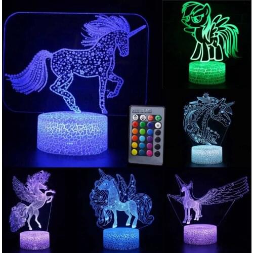 3D LED Night Light Unicorn Horse Lamp 16Colors Fairy Night light Remote Control Table Lamps Toys Gift For kids Home Decoration