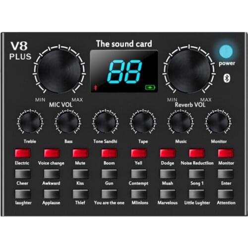 V8 Plus Bluetooth 4.1 mental Audio Voice Changer household outdoor DSP sound Network Live Broadcast Video Sound Card