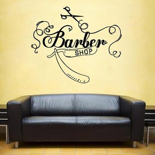 Barber shop wall stickers Hairdressing studio Reception entrance hall PVC Sticker Hair Salon Detachable vinyl Wall Decals G162