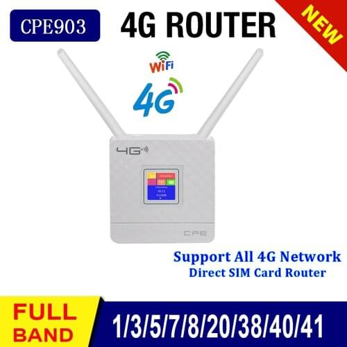 CPE903 Modem 4G LTE WiFi Router 300Mbps Wireless Broadand Wi-Fi Mobile Hotspots CPE With SIM Slot LAN Ports 32 Users