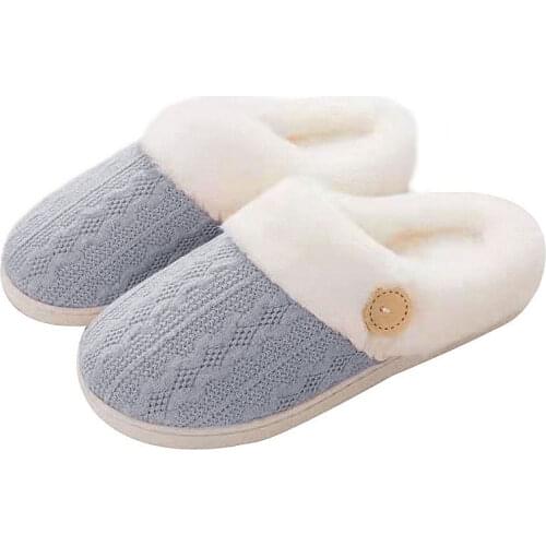 Women Winter slippers 2021 knitting memory foam slippers Keep warm Fluffy plush slippers Removable bedroom woman Footwear