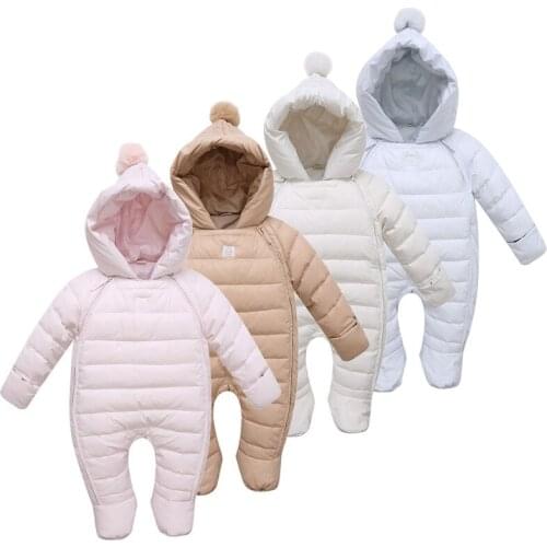 Winter Newborn Baby Girls Romper Infant Bebe Thicken Warm Duck Down Children Boys Snowsuit Outdoor Play Hooded Jumpsuit Clothes
