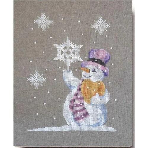 Gold Collection Lovely Counted Cross Stitch Kit Snowman and Snowflake Snow in Winter
