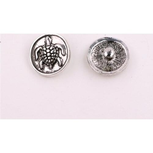 New 10pcs/lot Antique Silver Turtle Snap Buttons Charms Jewelry Ginger Snaps fit 18mm snap Jewelry DIY Braceler/pendant