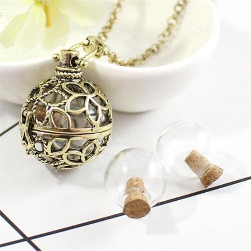 2PCS Bronze Cremation Urn Locket with Fillable Glass Orb Keepsake Jewelry Urn Necklace Cremation Jewelry Memorial Necklace