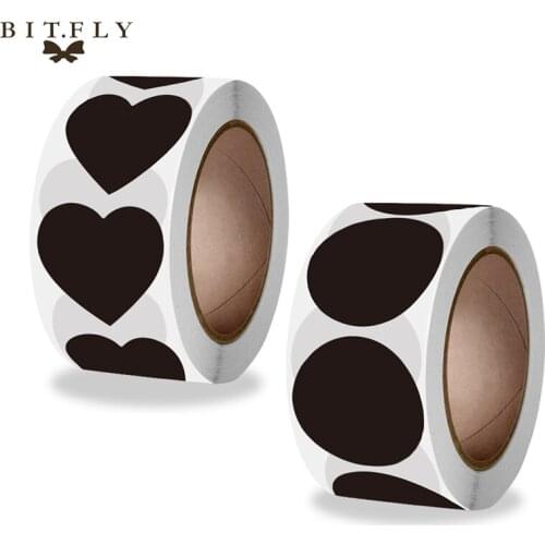 500 Pcs Heart Round Stickers Black Paper Seal Labels Gift Package Decor Sticker Envelope Seals Wedding Birthday Party Supplies