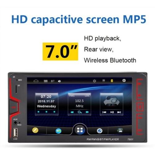 Power off memory capacitive Bluetooth TF card car player 2 din FM HD car radio MP5 7 Inch touch screen call reversing for toyota