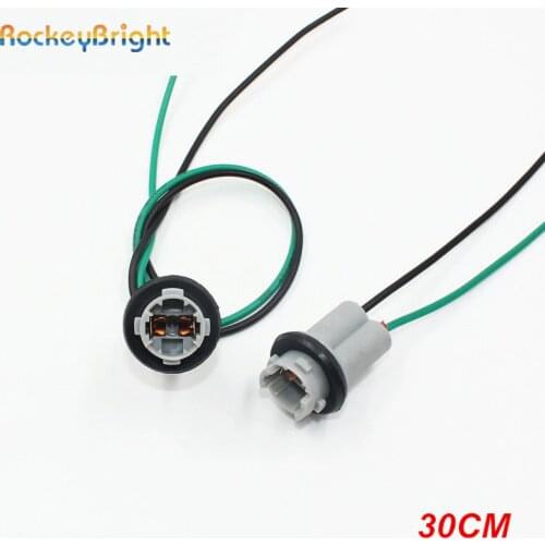Rockeybright Car OEM 30CM T10 led bulb Connector W5W 168 194 Car Lamp Cable Auto Bulb Wire Light T15 LED Bulbs Socket adapter