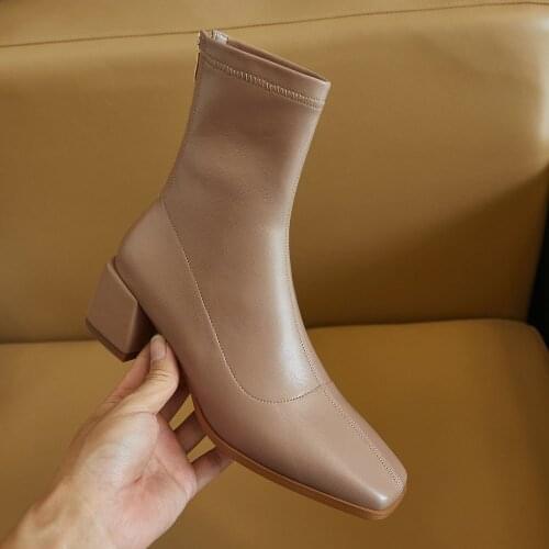 SKLFGXZY Autumn and winter boots Genuine leather Womens boots Chelsea boots fashion Short boots Womens shoes