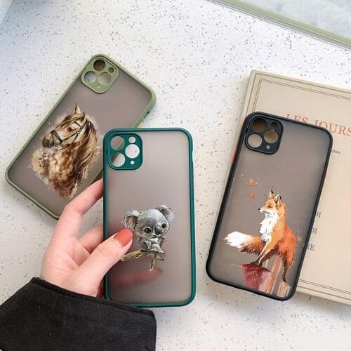 Animal Art Phone Case For IPhone 12 11 Pro Max X XR XS Max 7 8 Plus Candy Color Cover