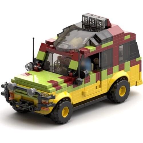 Montessori Puzzle Jurassic Public Park Explorer Building Blocks Jeeped Antiaircraft Gun Bric Children Toys Table Games