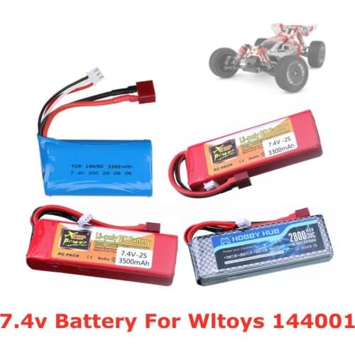 For Wltoys 144001 car 2s 7.4V 1500mah 3000mah 3300mAh 3500mah lipo battery T Plug for Wltoys 144001 12423 12428 RC car battery