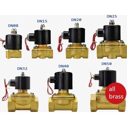 2W Pure Brass Solenoid Valve Water Air Valve 2W-025-08 2W-040-10 2W-160-15 2W-200-20 2W-250-25