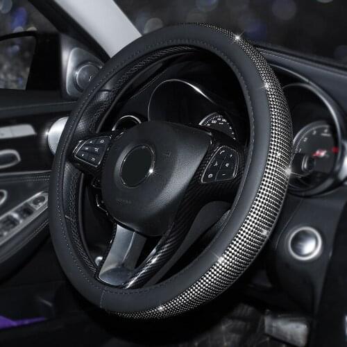 Car Interior Cover Bling Rhinestones Crystal Car Steering Wheel Cover PU Leather Shift Sleeve Hand Brake Cover Etc. Car Styling
