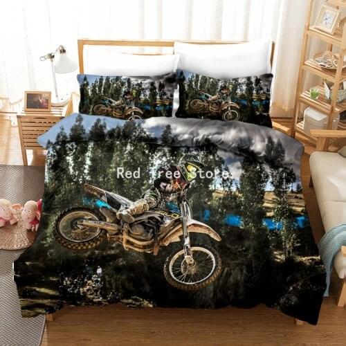 Bedding Set Motorcycle Sports 3D Print Duvet Cover With Pillowcase Motocross Bedspread Kids Boy Bed Set King Twin Size Beddings