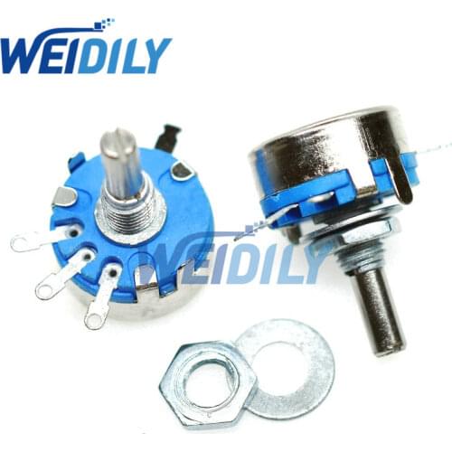 2PCS WH5-1A 470R 1K 10K 47K 4K7 100K 470K 220K 1K5 22K 1M ohm 3-Terminals Round Shaft Rotary Taper Carbon Potentiometer WH5