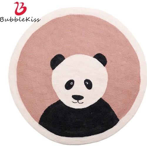 Bubble Kiss Round Childrens Rug Cartoon Animal Pattern Decorative Crawling Carpet For Children Room Modern Design Floor Mat