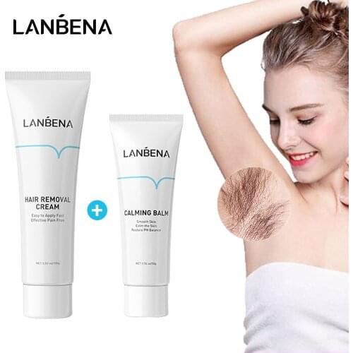LANBENA Hair Removal Cream Painless Aloe Treatment Calming Balm Deep Moisturizing Nourishing Repairing Soothing Skin Body Care